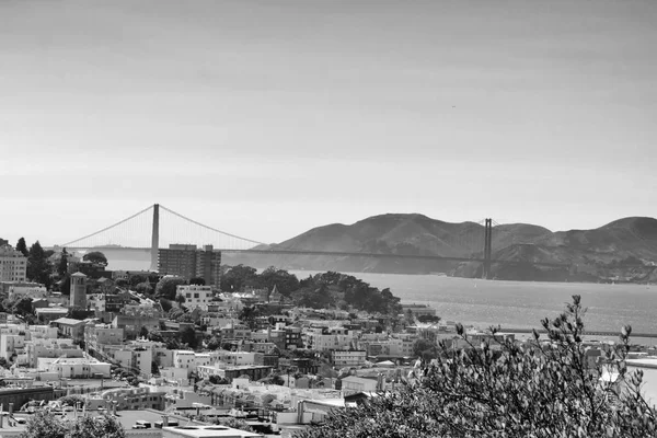 Panorámás Kilátás Nyílik San Frnacisco Golden Gate Híd Háttér — Stock Fotó
