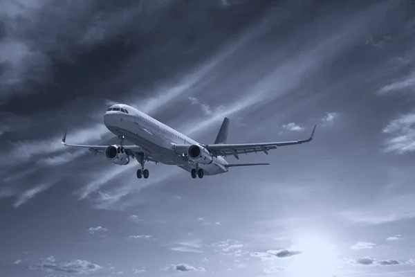 Airplane Beautiful Sky Background — Stock Photo, Image