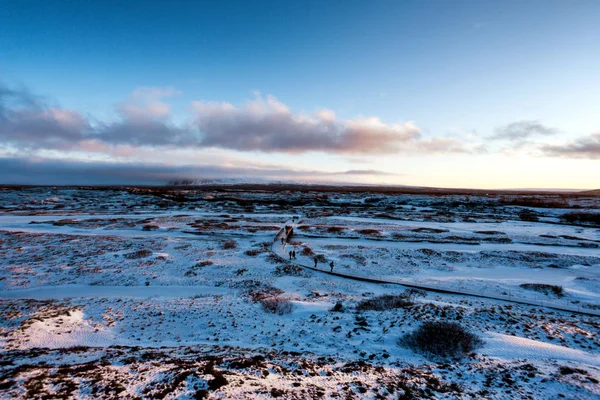 Puesta Sol Tundra Helada Con Nieve Hielo —  Fotos de Stock