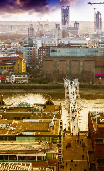 Most Milenijny Widok Lotu Ptaka Londyn — Zdjęcie stockowe