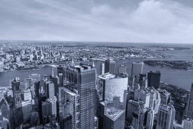 Manhattan şehir merkezindeki gökdelenler, hava manzarası