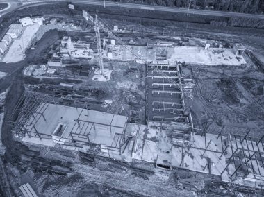 İnşaat işi, yukarıdan aşağıya hava manzarası.