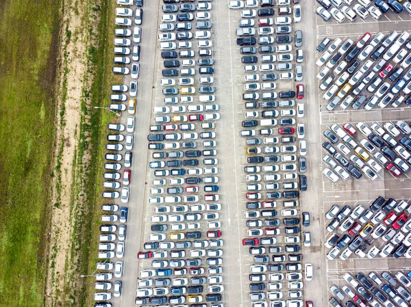 Vista aerea del parcheggio doganale — Foto Stock