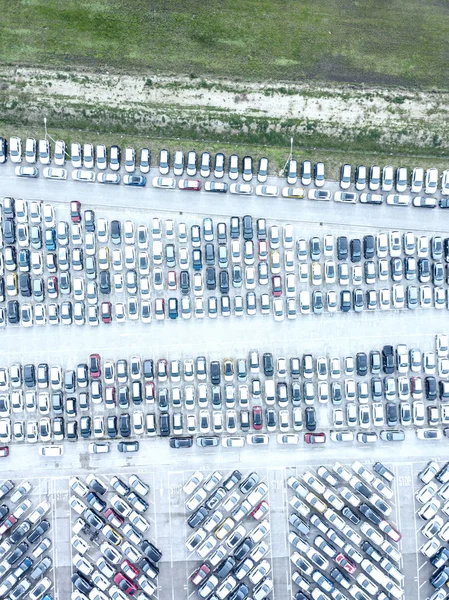 Vista aerea del parcheggio doganale — Foto Stock