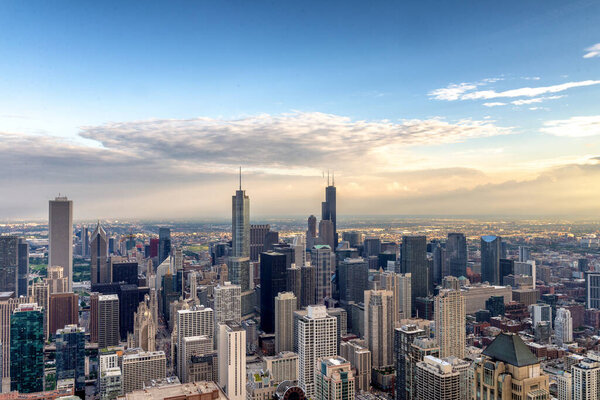 Aerial View of the Chicago skyline.