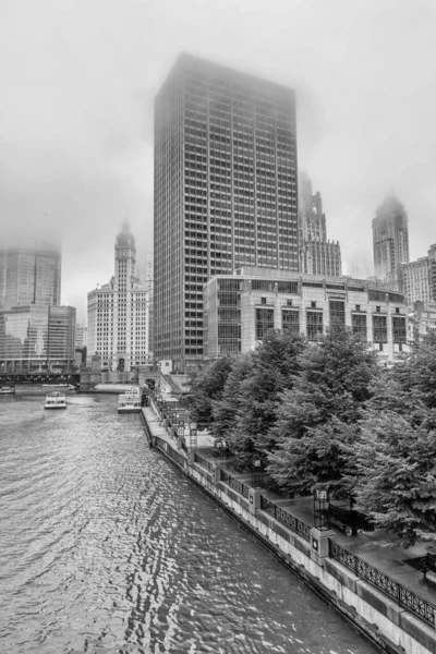 Skyscrapers of Chicago in the fog — Stock Photo, Image