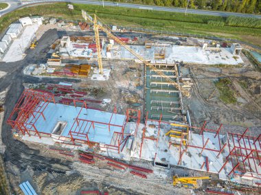 İnşaat işi, yukarıdan aşağıya hava manzarası.