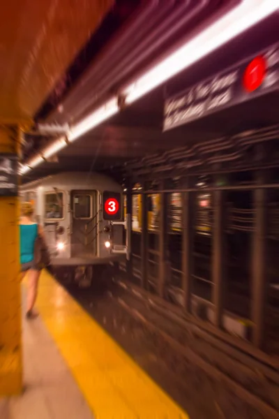 Blurred View Subway Train Nyc — Stock Photo, Image