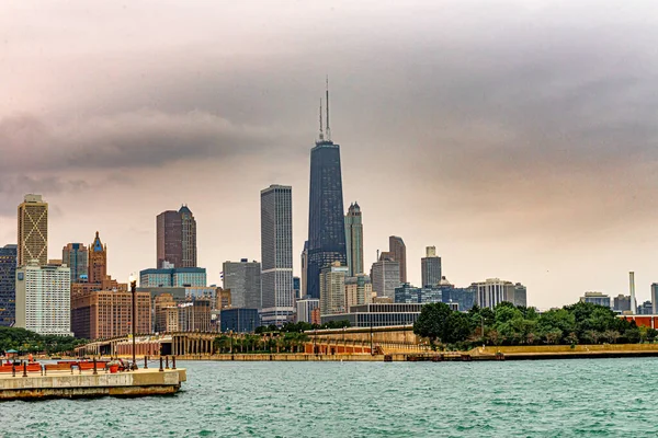 Skyline Chicago Partir Lac Michigan — Photo