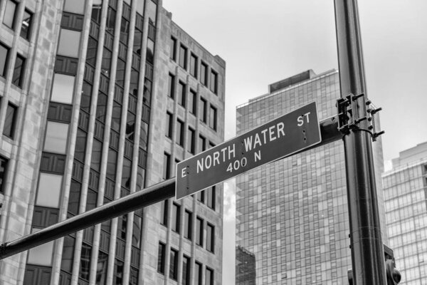 North Water st, sign street in Chicago.