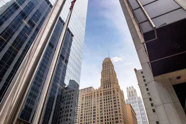 Chicago Rascacielos Acero Vidrio Viejos Edificios Ladrillo —  Fotos de Stock