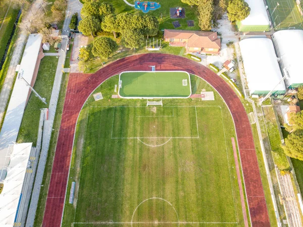 Aerial view from drone, sports facilities closed due to quarantine for Covid-19.