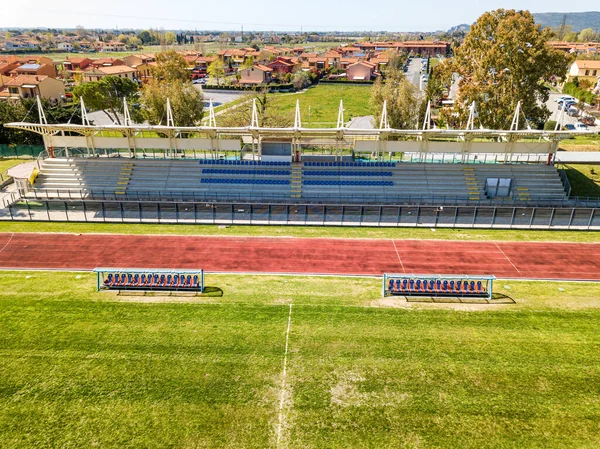 Vista Aérea Drone Pequeno Parque Livre Campo Futebol — Fotografia de Stock