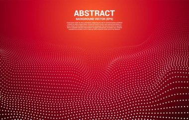 Kırmızı Dijital Contour eğrisi, nokta ve çizgi ve telle dalga. 3D Fütürist Teknoloji Konsepti için Soyut Arkaplan