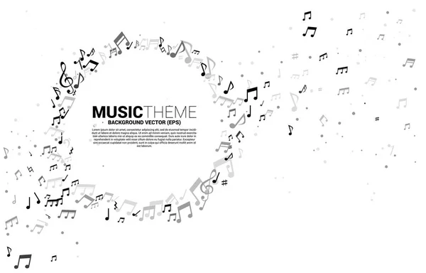 Modèle vectoriel bannière et affiche musique mélodie note danse flux. Concept de fond pour chanson et thème de concert . — Image vectorielle