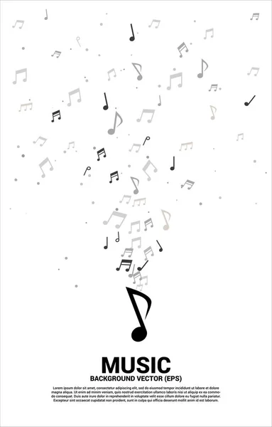 Vector music melody note dancing flow . Concept background for song and concert theme. — Stock Vector