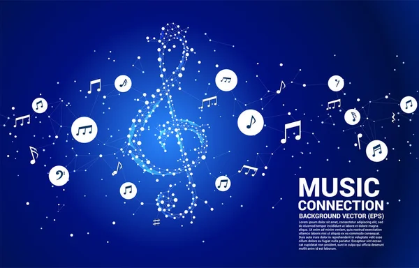 Vektor Sol zenei kulcs jegyzetet dot Connect vonal. Koncepcióháttér a dal és a koncert témájához. — Stock Vector