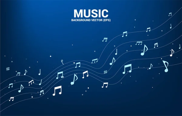 Vector music melody note dancing flow . Concept background for song and concert theme. — Stock Vector