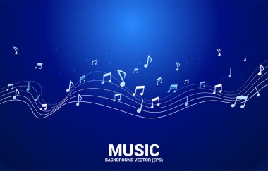 Vektör müzik melodi nota dans akışı . Şarkı ve konser teması için konsept arka plan.
