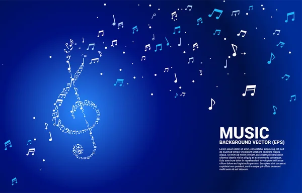 Vector music melody shape sol key note dancing flow. Concept de fond pour chanson et thème de concert . — Image vectorielle