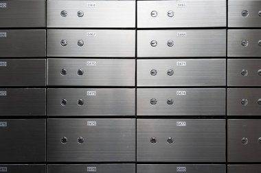 Metal kasa paneli duvarı. Başarı ve bankacılık hakkı kavramı