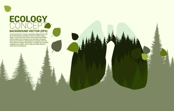 Natuurlijk bos in silhouet long. achtergrond voor zorg en behoud van het milieu. — Stockvector