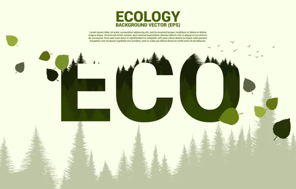 Φυσικό δάσος μέσα στο Eco Text. υπόβαθρο για τη φροντίδα και να σώσει το περιβάλλον. — Διανυσματικό Αρχείο