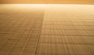 Japon tatami paspas dokusu. Asyalı görünümü ve geri kalmış hissi.
