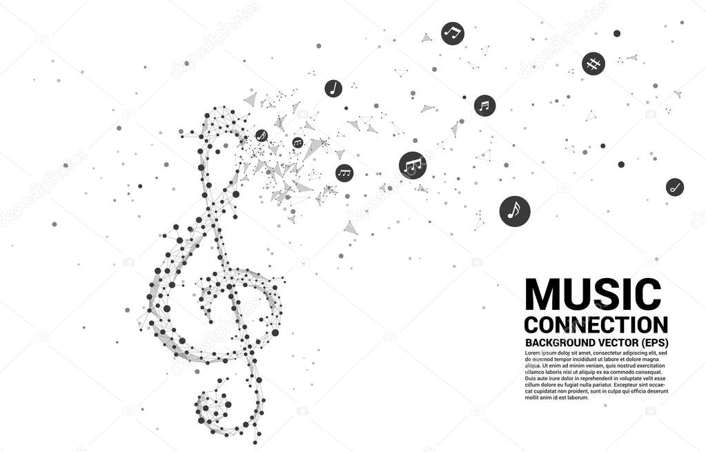 Vector music melody shape sol key note dancing flow . Concept background for song and concert theme.