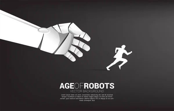 ビジネスマンはロボットの手から逃げる。AIの破壊というビジネス概念は機械学習. — ストックベクタ