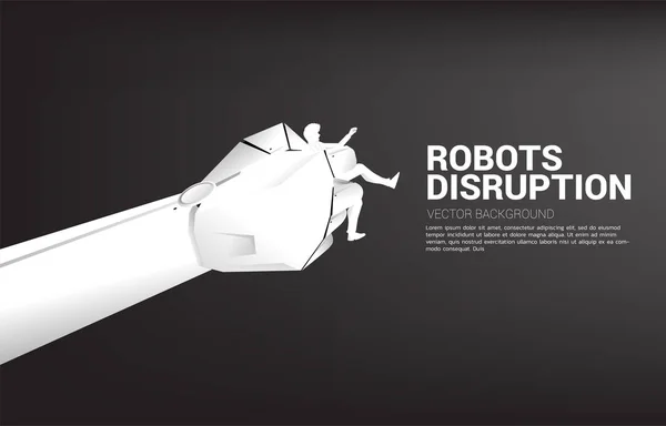 ロボットハンド・ホールディングのビジネスマンのシルエットです事業の混乱からの危機の概念 — ストックベクタ