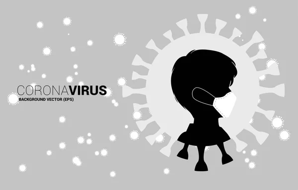 Siluet manusia dengan topeng dan partikel wuhan atau Corana latar belakang virus. Konsep untuk penyakit flu dan penyakit . - Stok Vektor