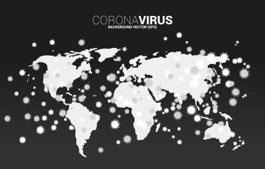 Dünya Küresi, Wuhan virüsü şeklinde ve Corana virüsü geçmişinde. Grip ve hastalık kavramı.