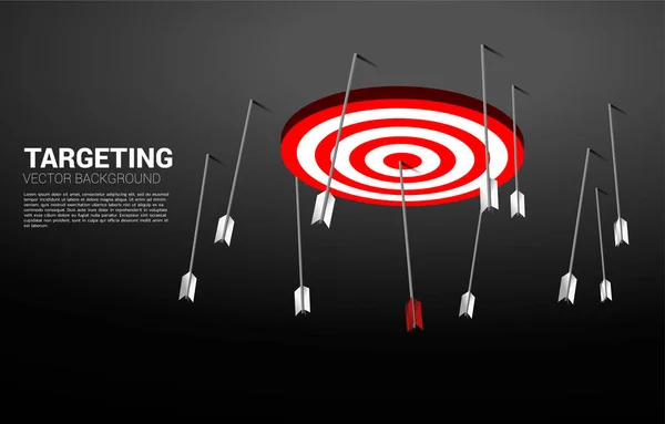 Multiple missing target arrow archery and the one the center of target . Business Concept of marketing target and customer.Company vision — 스톡 벡터