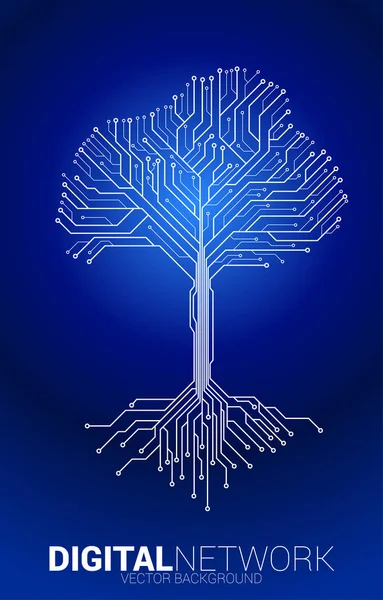 Tree from digital line connect dot circuit board style. Background concept for digital transformation. — 图库矢量图片