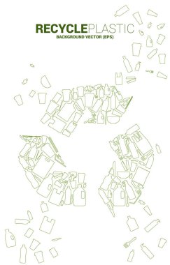 Plastik paket ve ürün simgesinden geri dönüşüm simgesi. dikkat ve çevreyi kaydetmek için arkaplan.