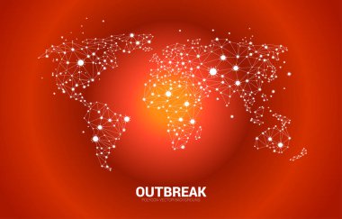 Corona virüsü arkaplanının covid-19 şeklindeki dünya haritası ve parçacığı. Hastalık ve salgın kavramı.