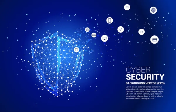 Ikona Ekranu Ochronnego Sieci Wielokąta Łączącego Kropki Koncepcja Ochrony Bezpieczeństwa — Wektor stockowy