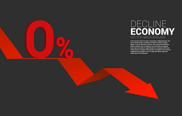 Rente Met Neerwaartse Trend Grafiek Begrip Economisch Crisisbankbeleid Verval — Stockvector