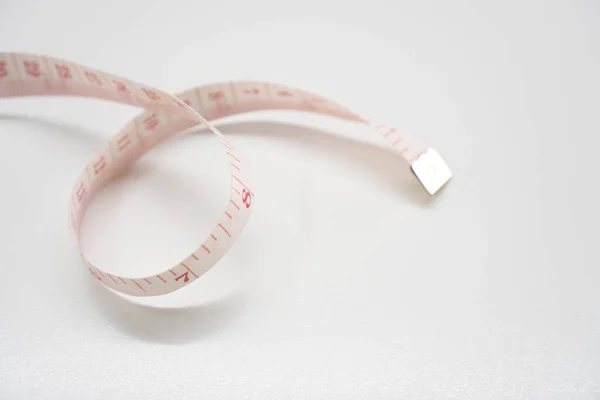 Meet Tape Witte Achtergrond Concept Voor Dieet Gewichtsverlies Meting — Stockfoto