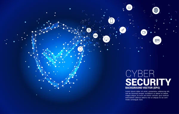 Ikona Ekranu Ochronnego Sieci Wielokąta Łączącego Kropki Koncepcja Ochrony Bezpieczeństwa — Wektor stockowy
