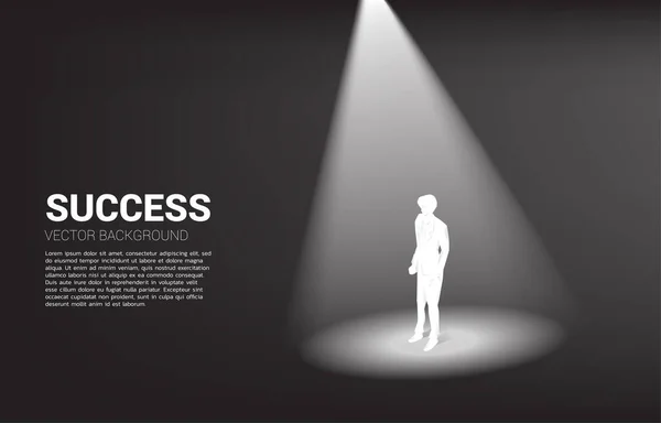 Silhouette Homme Affaires Sous Les Projecteurs Concept Opérationnel Vision Leadership — Image vectorielle