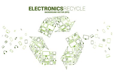 Elektronik ve mobil aygıt simgesinden geri dönüşüm simgesi. Geri dönüşüm için arkaplan ve çevreyi kaydet.