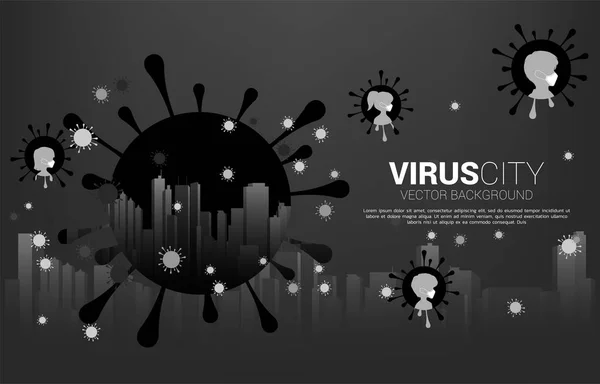 Città Con Forma Del Virus Covid Particella Sfondo Del Virus — Vettoriale Stock