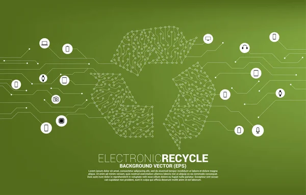 Recycler Icône Point Connecter Style Carte Circuit Ligne Arrière Plan — Image vectorielle