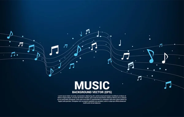 Vector Music Melody Note Dancing Flow Concept Background Song Concert — Stock Vector