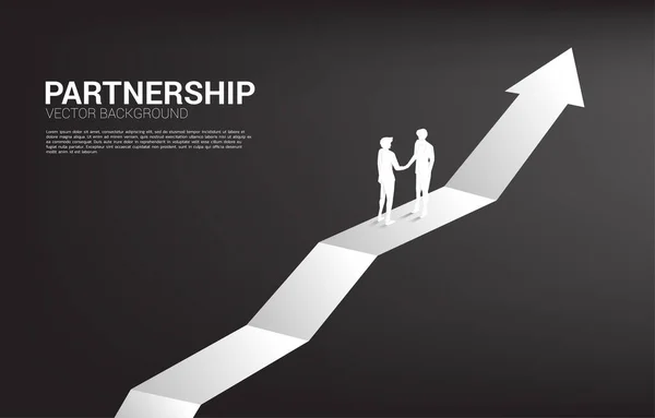 Silueta Hombre Negocios Apretón Manos Gráfico Crecimiento Concepto Colaboración Cooperación — Archivo Imágenes Vectoriales