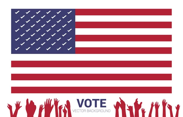 Amerika Birleşik Devletleri Bayrağında Ikon Işaretlendi Eller Yukarı Halk Oylaması — Stok Vektör