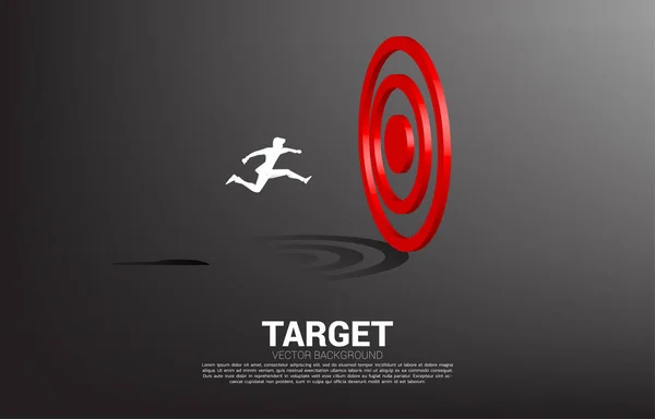 Silhouette Businessman Jump Target Dartboard Concept Vision Mission Goal Business — 스톡 벡터