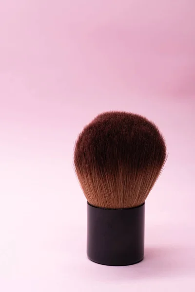 Pinceaux Maquillage Professionnels Avec Poignée Argentée Sur Fond Rose Avec — Photo